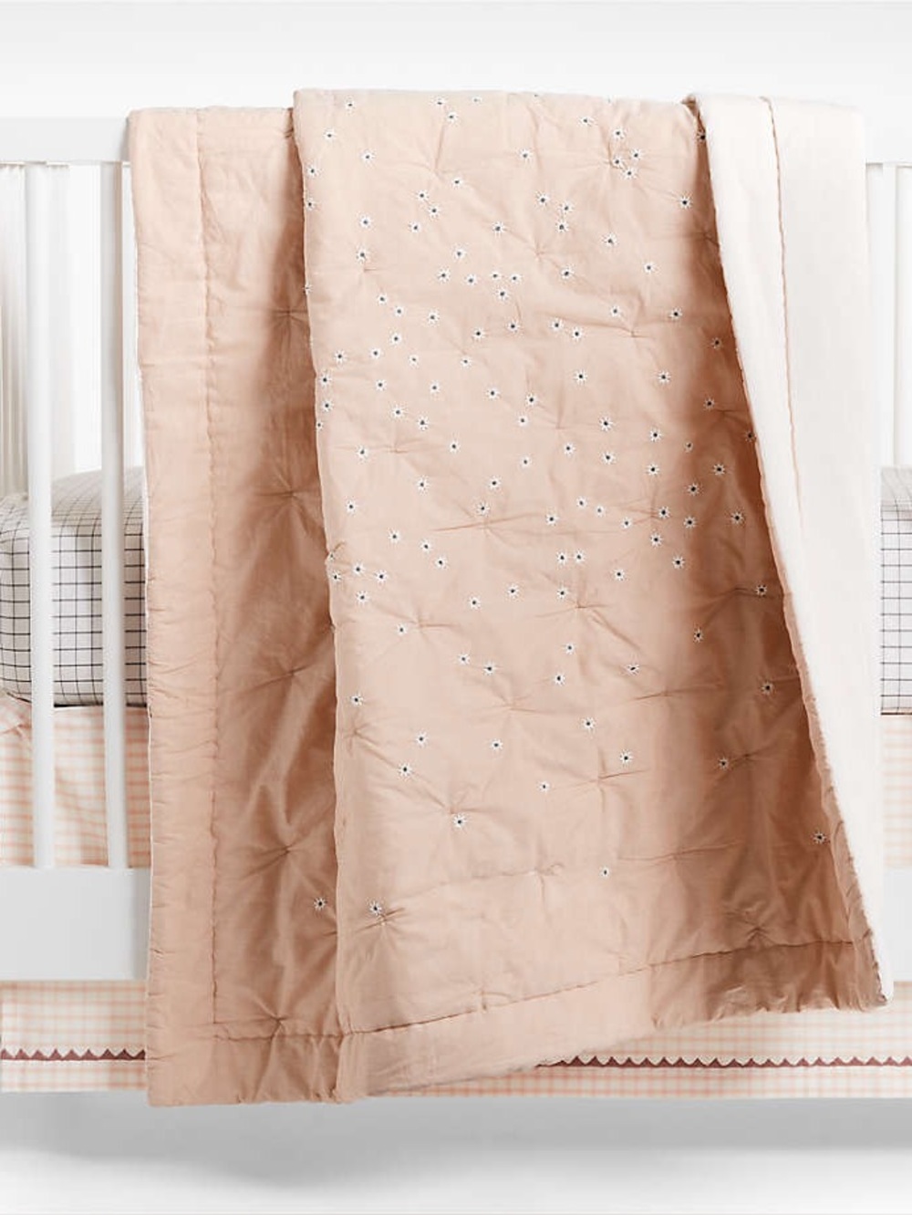 Crate & Kids Wild Daisies Embroidered Organic Cotton Baby Crib Quilt